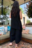 Sandbar Linen Blend 3 Button Dip Side Wasitcoat Black